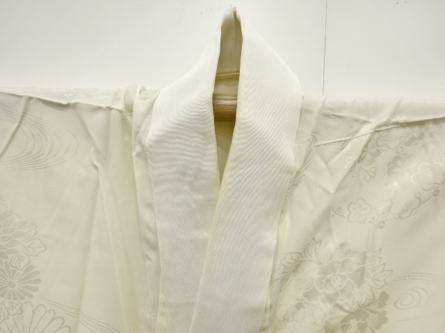  流水に菊模様織り出し　単衣長襦袢